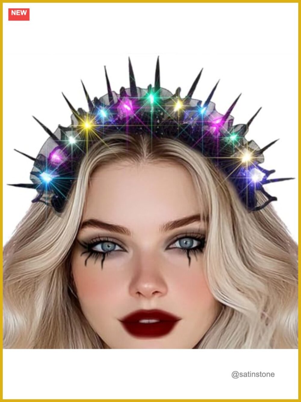 LED Light Up Gothic Flower Crown Headband Halloween Hair Accessory